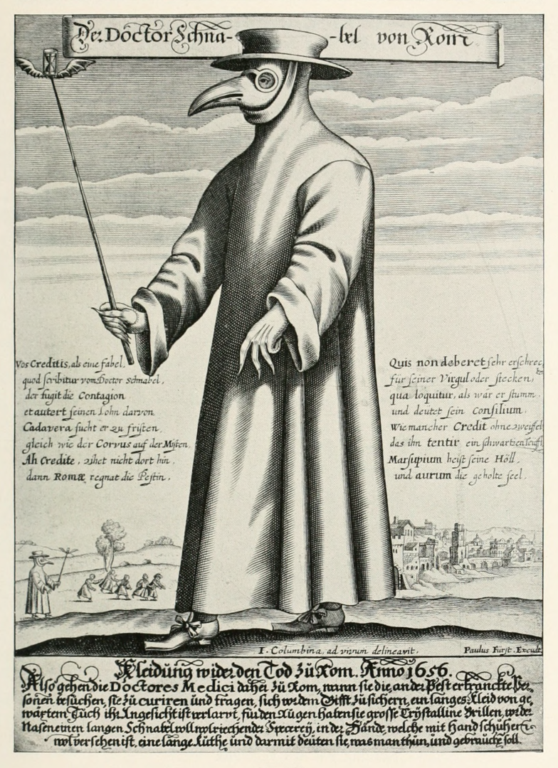 Médecin de la peste (gravure de Paul Fürst, 1656)